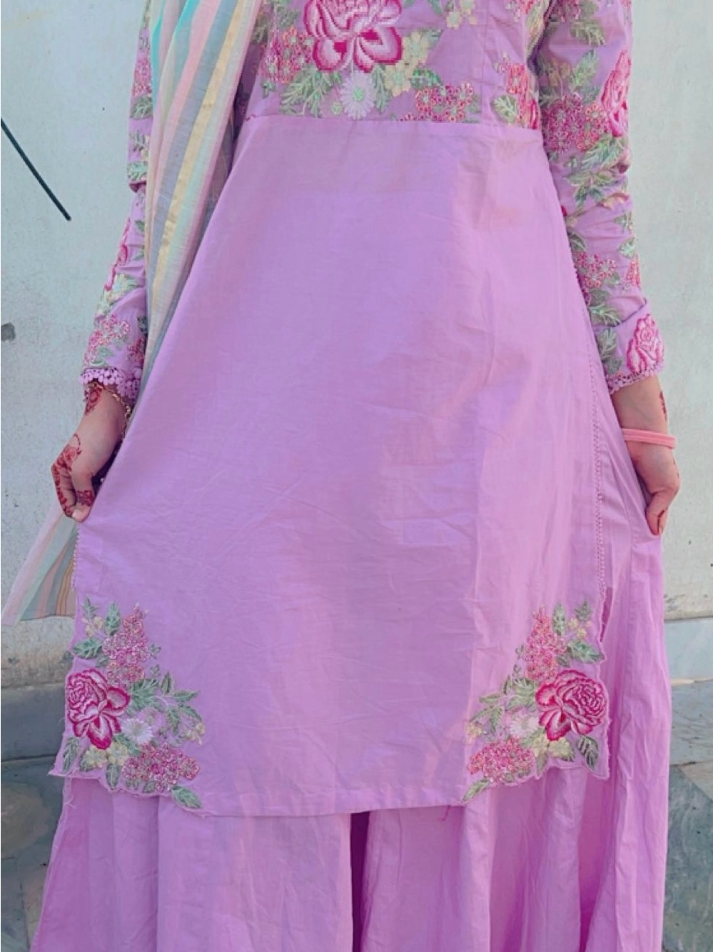 Lavender Floral Embroidered Women’s Dress Pakistani brand 2 piece
